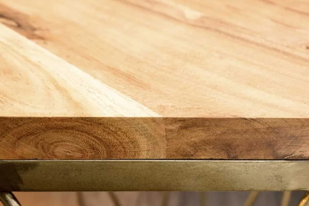 Riess-Ambiente Goldene Möbel|Mehr... > Abstrakter Beistelltisch DIAMOND 50cm natur Akazie Massivholz messing Metallgestell