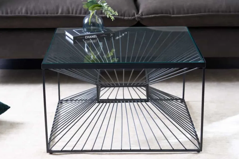 Riess-Ambiente Industrial Loft|Couchtische & Truhen > Abstrakter Couchtisch ILLUSION 60cm schwarz Metall Glas handmade modernes Design