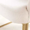 Riess-Ambiente Goldene Möbel|Stühle > Armlehnen Stuhl EXTRAVAGANCIA beige Cord Metall brushed champagner gold