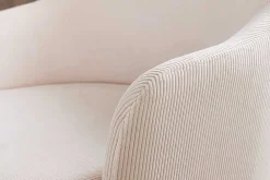 Riess-Ambiente Goldene Möbel|Stühle > Armlehnen Stuhl EXTRAVAGANCIA beige Cord Metall brushed champagner gold