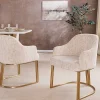 Riess-Ambiente Goldene Möbel|Stühle > Armlehnen Stuhl EXTRAVAGANCIA beige Chenillestoff brushed champagner gold Metall