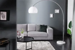 Riess-Ambiente Retro Möbel|Stehleuchten > Ausziehbare Bogenlampe LOUNGE DEAL 175-205cm weiß Marmorfuß Stehlampe