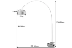 Riess-Ambiente Retro Möbel|Stehleuchten > Ausziehbare Bogenlampe LOUNGE DEAL 170-210cm chrom Marmorfuß Stehlampe