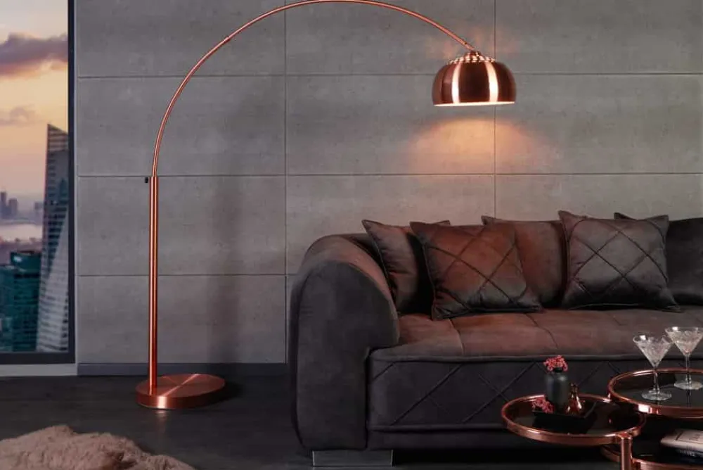 Riess-Ambiente Retro Möbel|Stehleuchten > Ausziehbare Bogenlampe LOUNGE DEAL 170-210cm kupfer Stehlampe