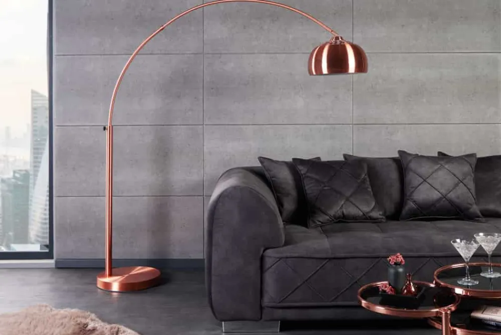 Riess-Ambiente Retro Möbel|Stehleuchten > Ausziehbare Bogenlampe LOUNGE DEAL 170-210cm kupfer Stehlampe