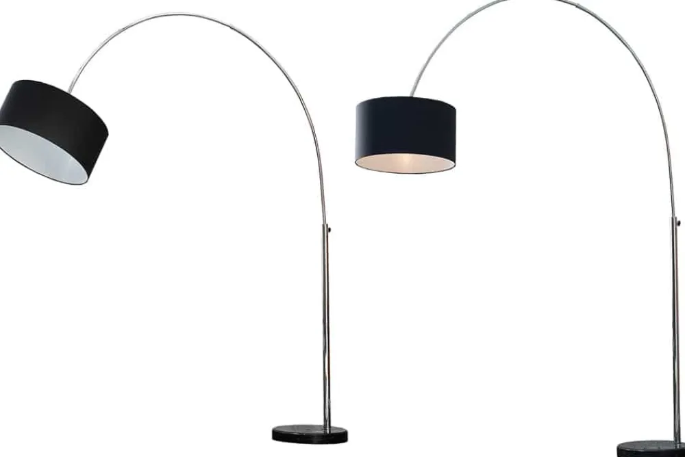 Riess-Ambiente Retro Möbel|Stehleuchten > Ausziehbare Bogenlampe LOUNGE DEAL 170-200cm schwarz Leinenschirm Stehlampe