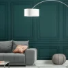 Riess-Ambiente Retro Möbel|Stehleuchten > Ausziehbare Bogenlampe LOUNGE DEAL 170-200cm weiß Leinenschirm Stehlampe