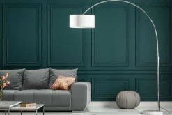 Riess-Ambiente Retro Möbel|Stehleuchten > Ausziehbare Bogenlampe LOUNGE DEAL 170-200cm weiß Leinenschirm Stehlampe