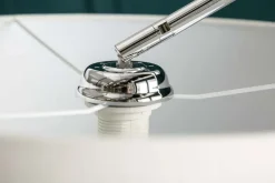 Riess-Ambiente Retro Möbel|Stehleuchten > Ausziehbare Bogenlampe LOUNGE DEAL 170-200cm weiß Leinenschirm Stehlampe