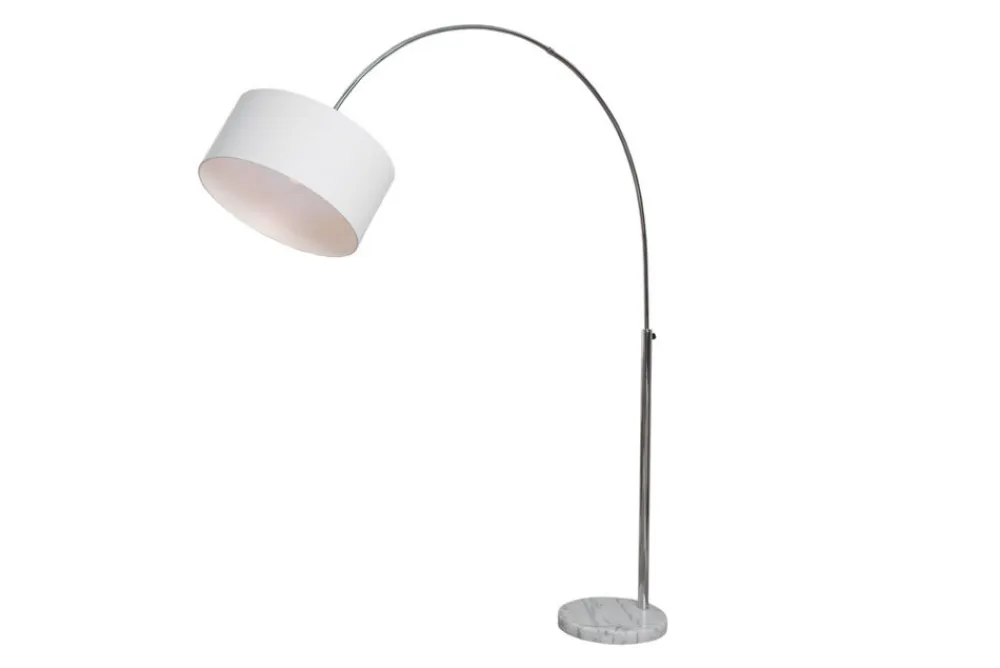 Riess-Ambiente Retro Möbel|Stehleuchten > Ausziehbare Bogenlampe LOUNGE DEAL 170-200cm weiß Leinenschirm Stehlampe