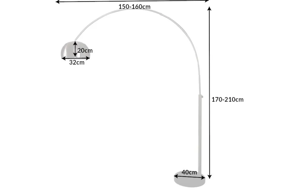 Riess-Ambiente Retro Möbel|Stehleuchten > Ausziehbare Bogenlampe LOUNGE DEAL 170-210cm chrom gebürstet Marmorfuß Stehlampe