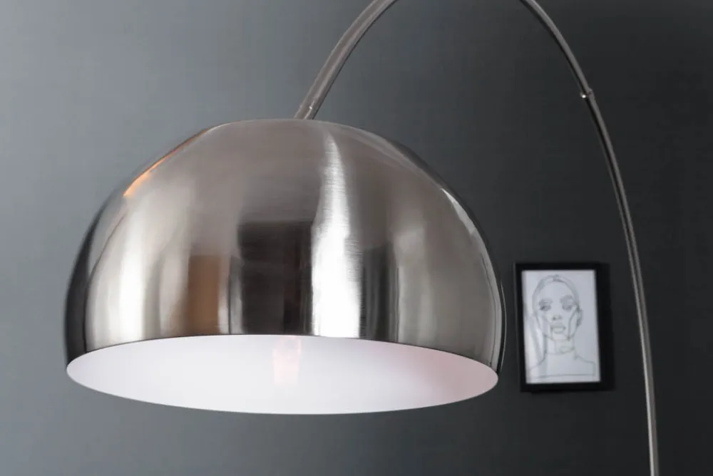 Riess-Ambiente Retro Möbel|Stehleuchten > Ausziehbare Bogenlampe LOUNGE DEAL 170-210cm chrom gebürstet Marmorfuß Stehlampe