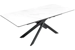 Riess-Ambiente Industrial Loft|Esstische > Ausziehbarer Esstisch ALPINE 160-200cm weiß Keramik Marmor schwarzes Metallgestell
