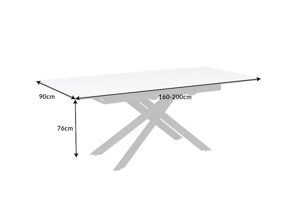 Riess-Ambiente Industrial Loft|Esstische > Ausziehbarer Esstisch ALPINE 160-200cm weiß Keramik Marmor schwarzes Metallgestell