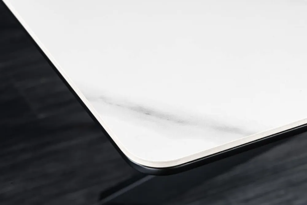 Riess-Ambiente Industrial Loft|Esstische > Ausziehbarer Esstisch ALPINE 160-200cm weiß Keramik Marmor schwarzes Metallgestell