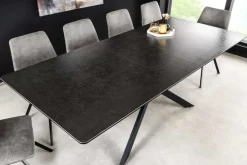 Riess-Ambiente Industrial Loft|Esstische > Ausziehbarer Esstisch ALPINE 160-200cm anthrazit Keramik schwarzes Metallgestell