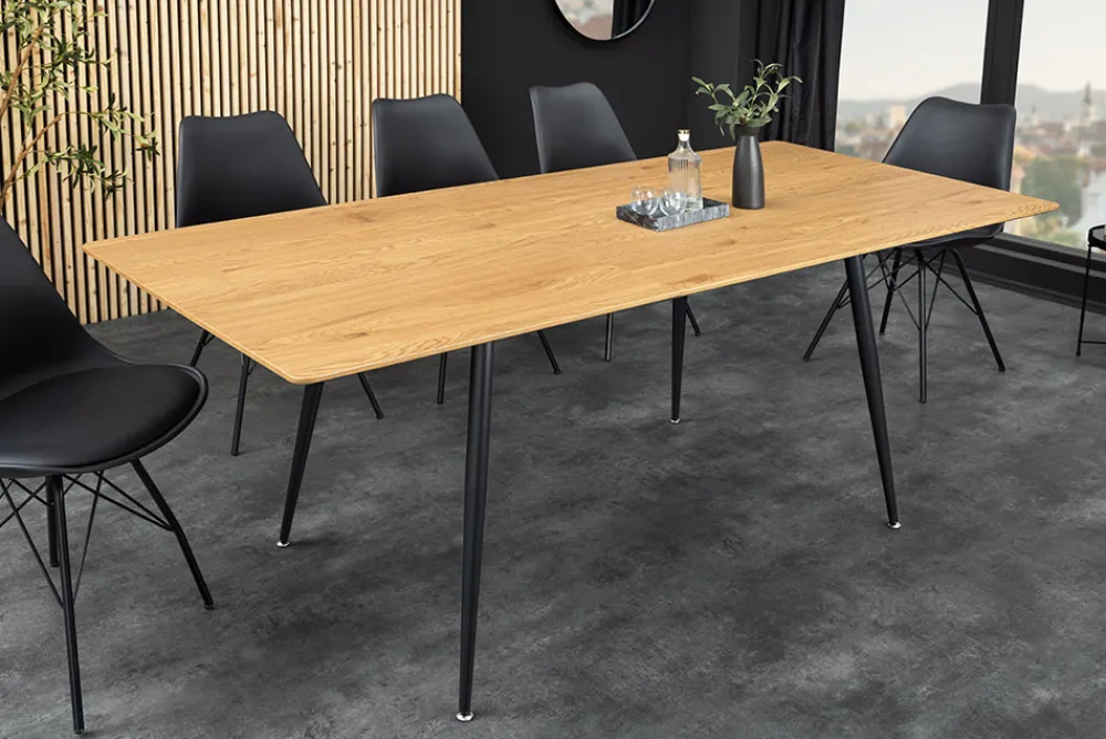 Riess-Ambiente Industrial Loft|Esstische > Ausziehbarer Esstisch APARTMENT 120-160cm natur Wildeiche schwarzes Metallgestell