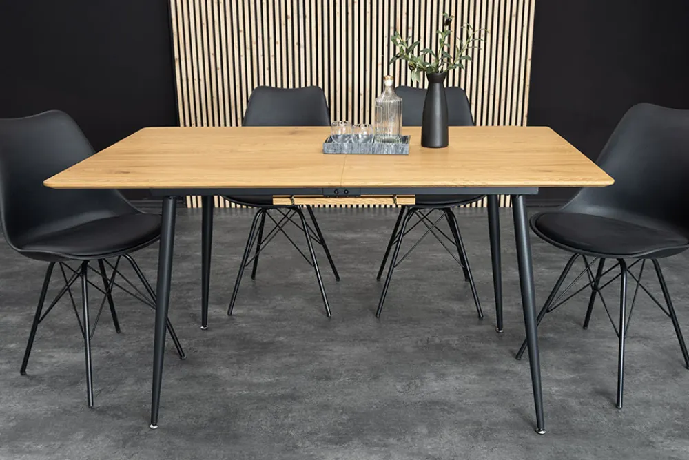 Riess-Ambiente Industrial Loft|Esstische > Ausziehbarer Esstisch APARTMENT 120-160cm natur Wildeiche schwarzes Metallgestell