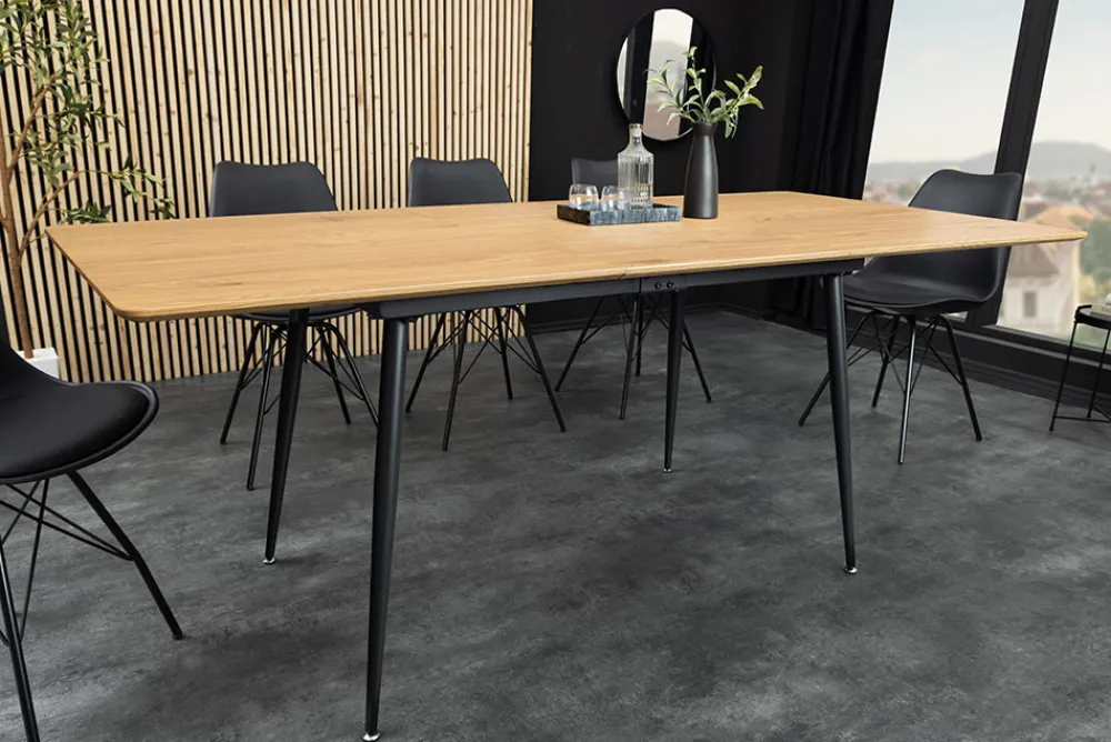 Riess-Ambiente Industrial Loft|Esstische > Ausziehbarer Esstisch APARTMENT 120-160cm natur Wildeiche schwarzes Metallgestell