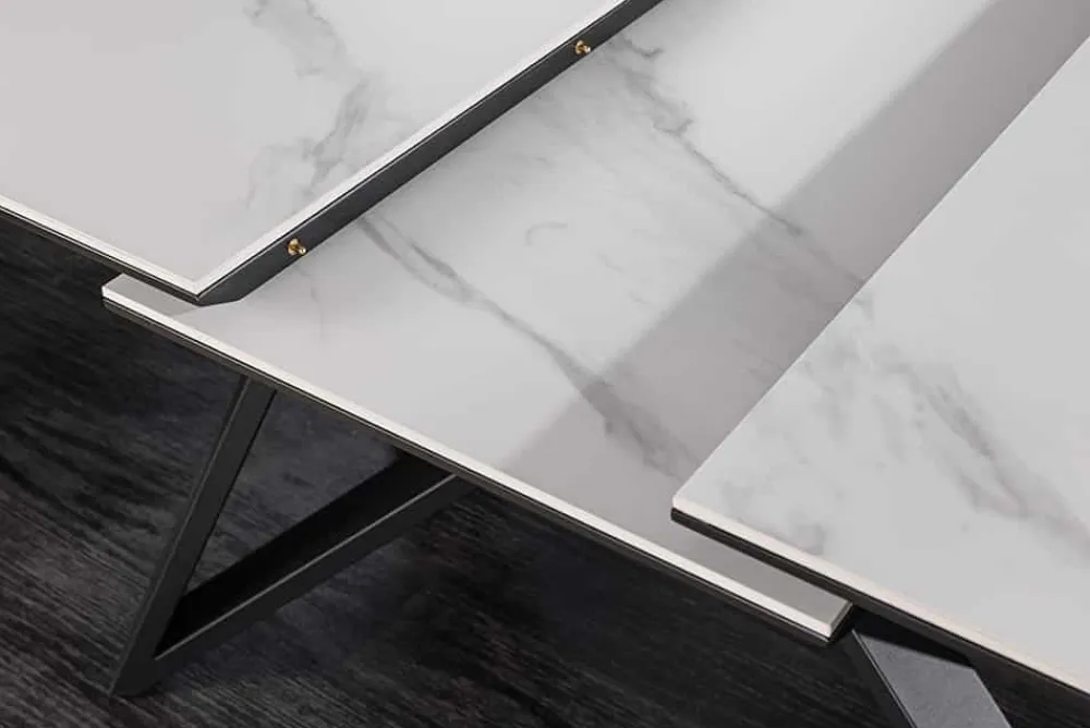 Riess-Ambiente Industrial Loft|Esstische > Ausziehbarer Esstisch ATLAS 160-200cm weiß Keramik schwarz Metall