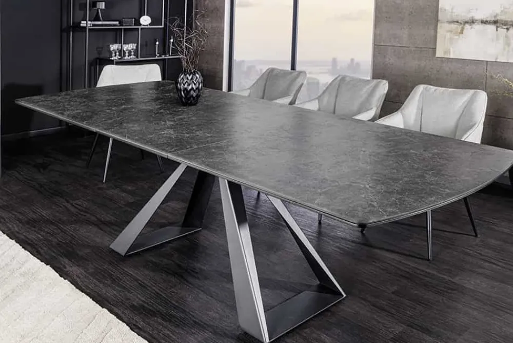 Riess-Ambiente Esstische > Ausziehbarer Esstisch CONCORD 180-230cm graphit grau Keramik schwarz Metall