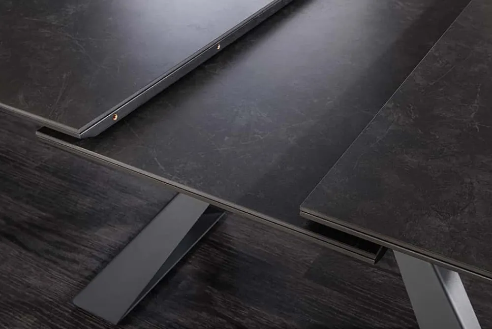 Riess-Ambiente Esstische > Ausziehbarer Esstisch CONCORD 180-230cm graphit grau Keramik schwarz Metall