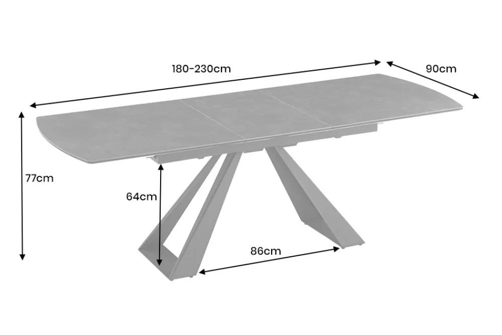 Riess-Ambiente Esstische > Ausziehbarer Esstisch CONCORD 180-230cm graphit grau Keramik schwarz Metall