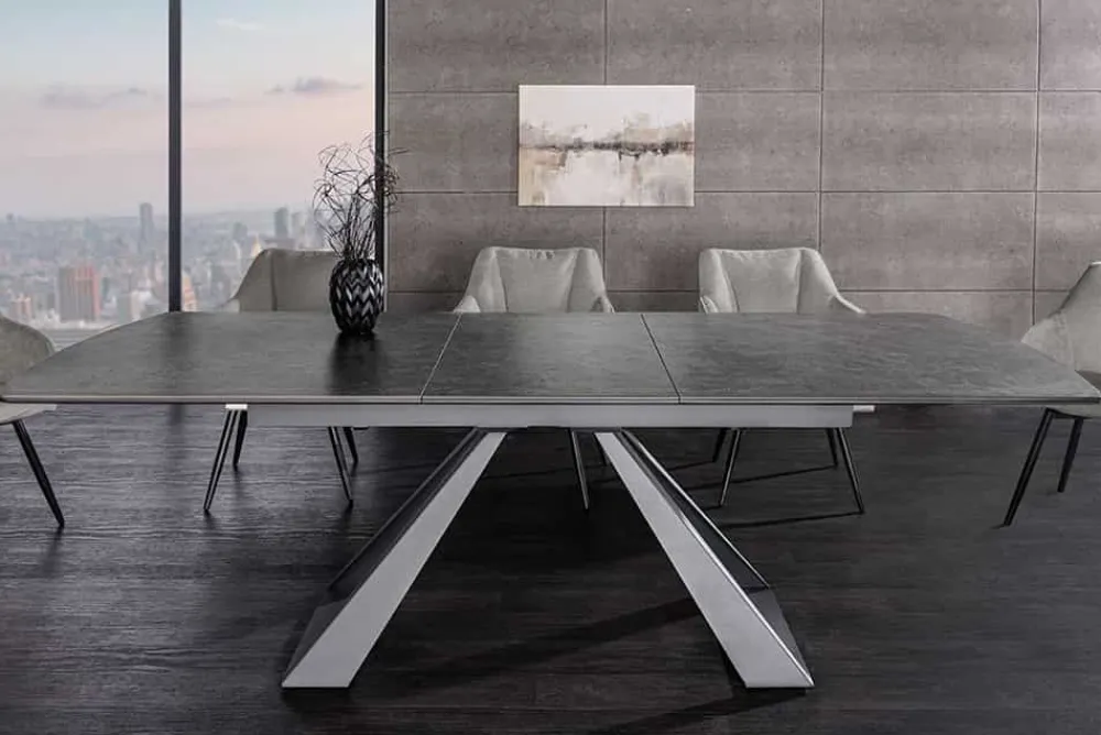 Riess-Ambiente Esstische > Ausziehbarer Esstisch CONCORD 180-230cm graphit grau Keramik schwarz Metall