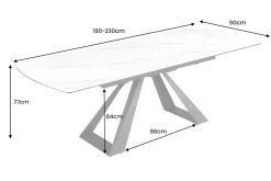 Riess-Ambiente Industrial Loft|Esstische > Ausziehbarer Esstisch CONCORD 180-230cm weiß Keramik schwarz Metall