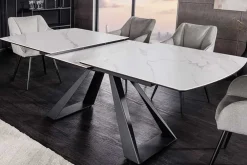 Riess-Ambiente Industrial Loft|Esstische > Ausziehbarer Esstisch CONCORD 180-230cm weiß Keramik schwarz Metall