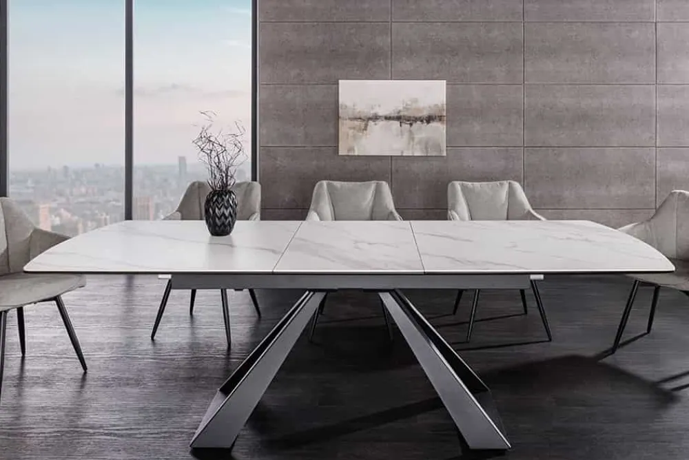 Riess-Ambiente Industrial Loft|Esstische > Ausziehbarer Esstisch CONCORD 180-230cm weiß Keramik schwarz Metall