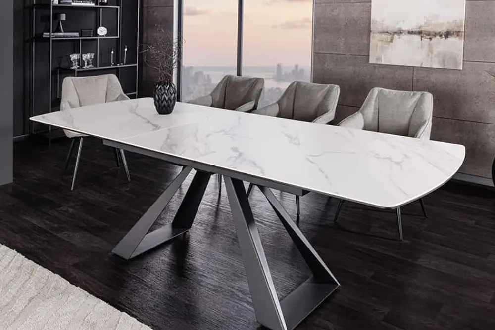 Riess-Ambiente Industrial Loft|Esstische > Ausziehbarer Esstisch CONCORD 180-230cm weiß Keramik schwarz Metall