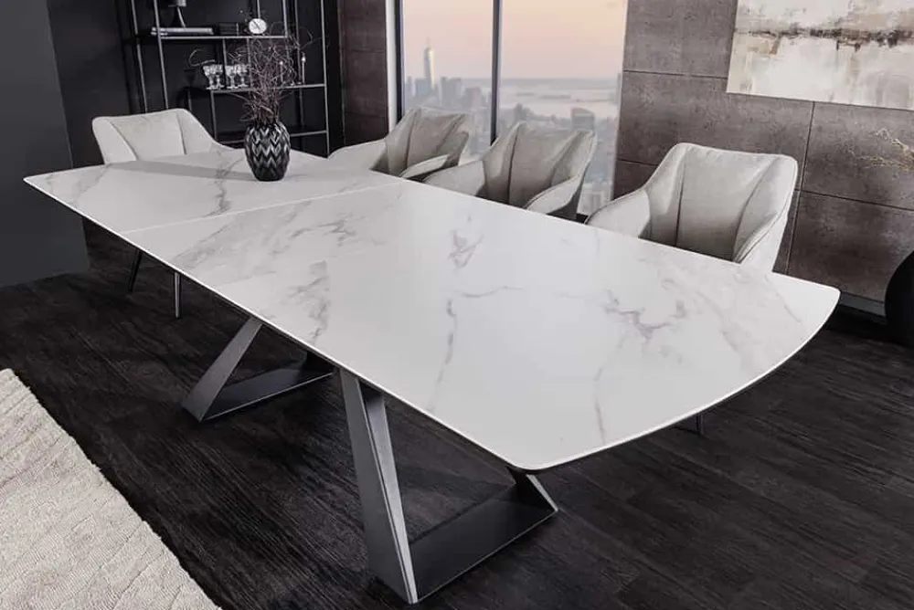 Riess-Ambiente Industrial Loft|Esstische > Ausziehbarer Esstisch CONCORD 180-230cm weiß Keramik schwarz Metall