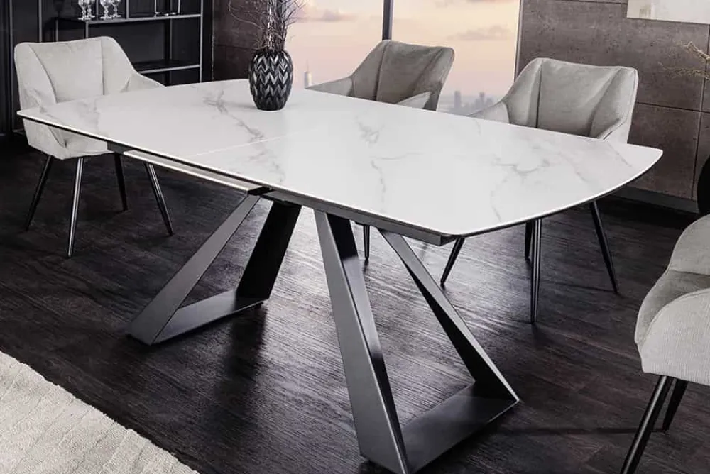 Riess-Ambiente Industrial Loft|Esstische > Ausziehbarer Esstisch CONCORD 180-230cm weiß Keramik schwarz Metall