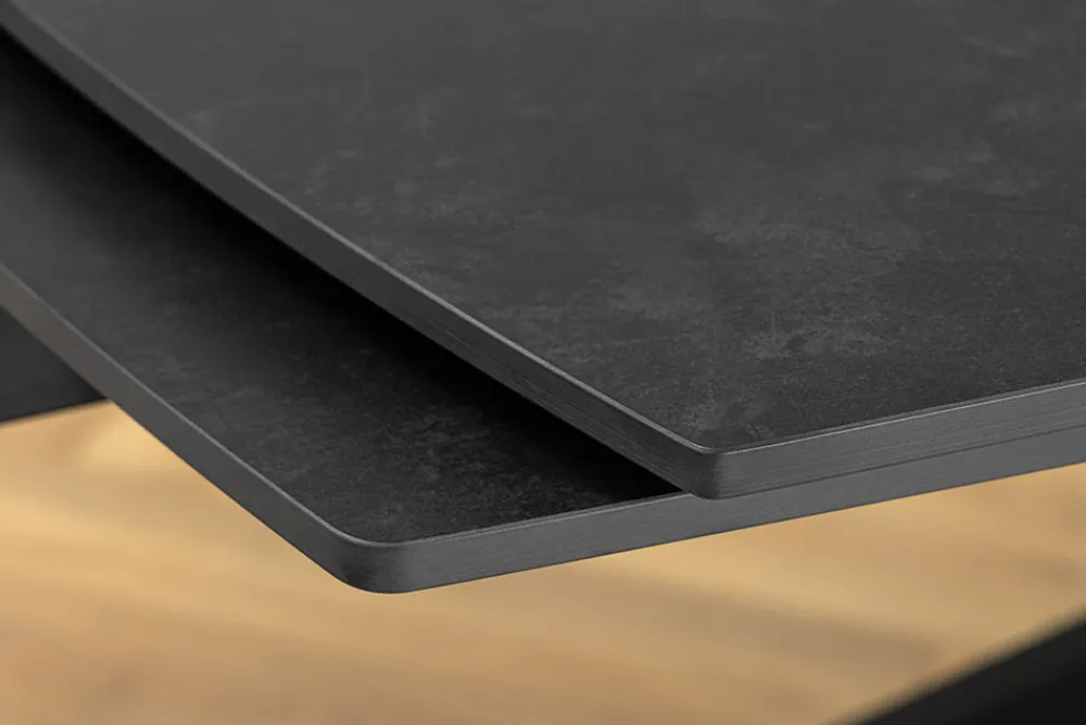 Riess-Ambiente Esstische > Ausziehbarer Esstisch COSMOS 160-240cm anthrazit Keramik schwarzes Metallgestell