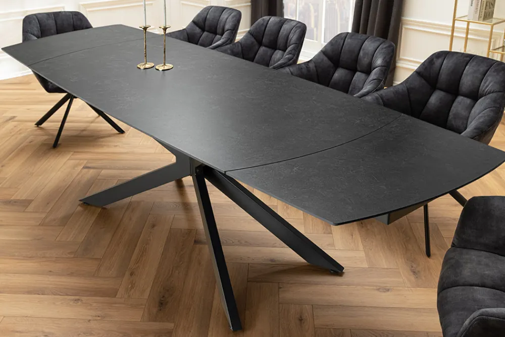 Riess-Ambiente Esstische > Ausziehbarer Esstisch COSMOS 160-240cm anthrazit Keramik schwarzes Metallgestell