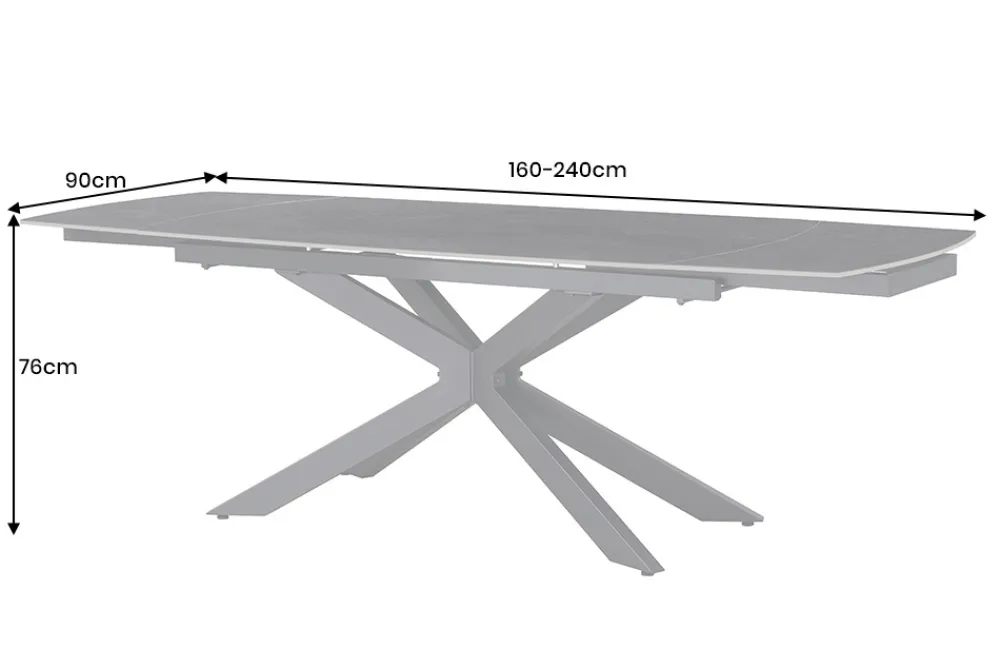 Riess-Ambiente Esstische > Ausziehbarer Esstisch COSMOS 160-240cm anthrazit Keramik schwarzes Metallgestell