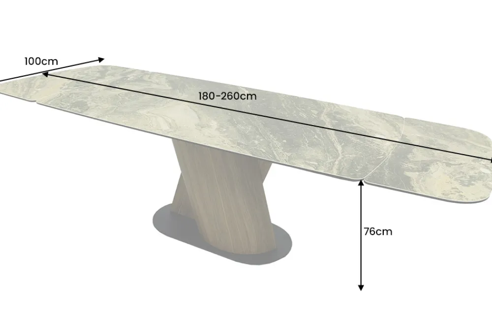 Riess-Ambiente Esstische > Ausziehbarer Esstisch ELEMENTS 180-260cm taupe beige spanischer Keramik Walnuss Gestell
