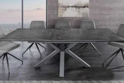 Riess-Ambiente Industrial Loft|Esstische > Ausziehbarer Esstisch ETERNITY 160-200cm graphit grau Keramik schwarz Metall