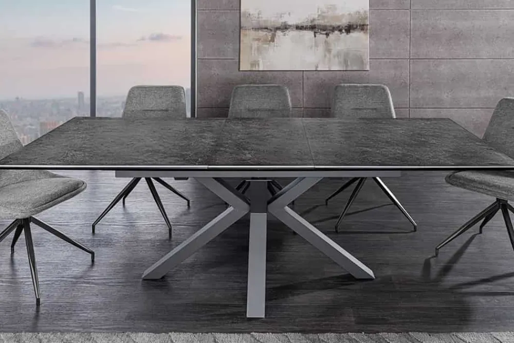 Riess-Ambiente Industrial Loft|Esstische > Ausziehbarer Esstisch ETERNITY 160-200cm graphit grau Keramik schwarz Metall