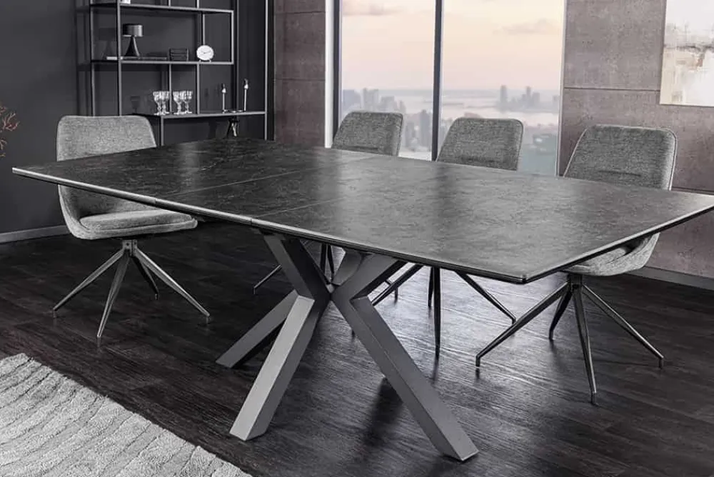 Riess-Ambiente Industrial Loft|Esstische > Ausziehbarer Esstisch ETERNITY 160-200cm graphit grau Keramik schwarz Metall