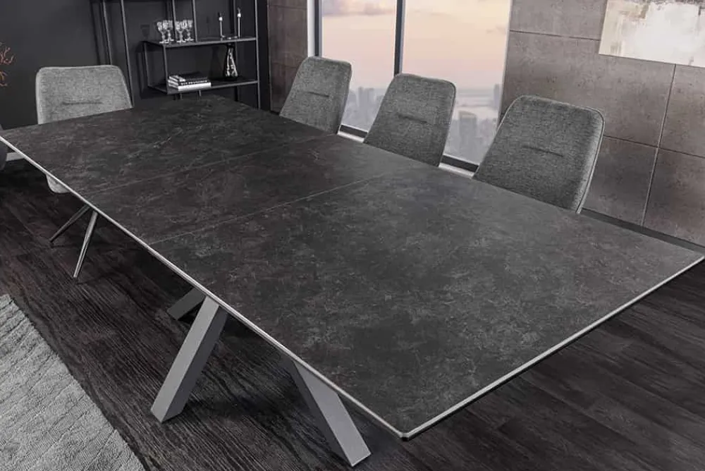 Riess-Ambiente Industrial Loft|Esstische > Ausziehbarer Esstisch ETERNITY 160-200cm graphit grau Keramik schwarz Metall