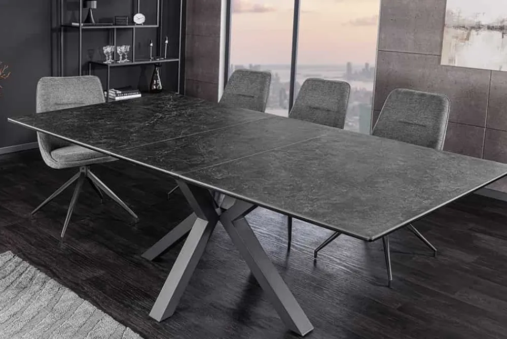 Riess-Ambiente Industrial Loft|Esstische > Ausziehbarer Esstisch ETERNITY 160-200cm graphit grau Keramik schwarz Metall