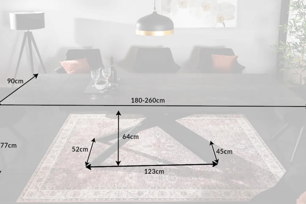 Riess-Ambiente Industrial Loft|Esstische > Ausziehbarer Esstisch EUPHORIA 180-220-260cm anthrazit Lava Keramik made in Italy