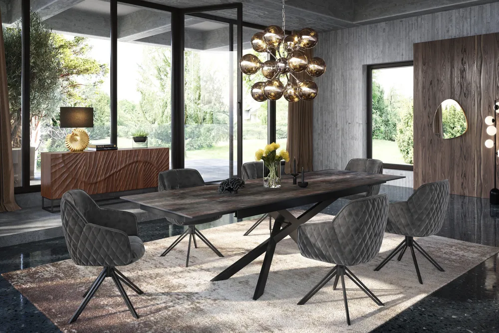 Riess-Ambiente Industrial Loft|Esstische > Ausziehbarer Esstisch EUPHORIA 180-220-260cm anthrazit Lava Keramik made in Italy
