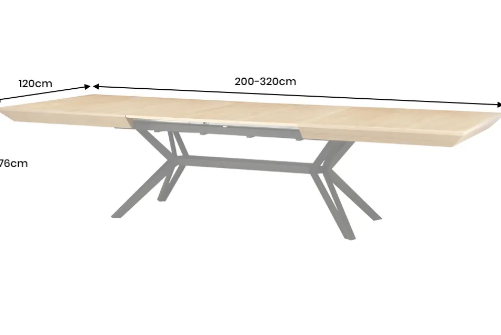 Riess-Ambiente Industrial Loft|Esstische > Ausziehbarer Esstisch GIANT 200-320cm natur Eiche schwarz Metall