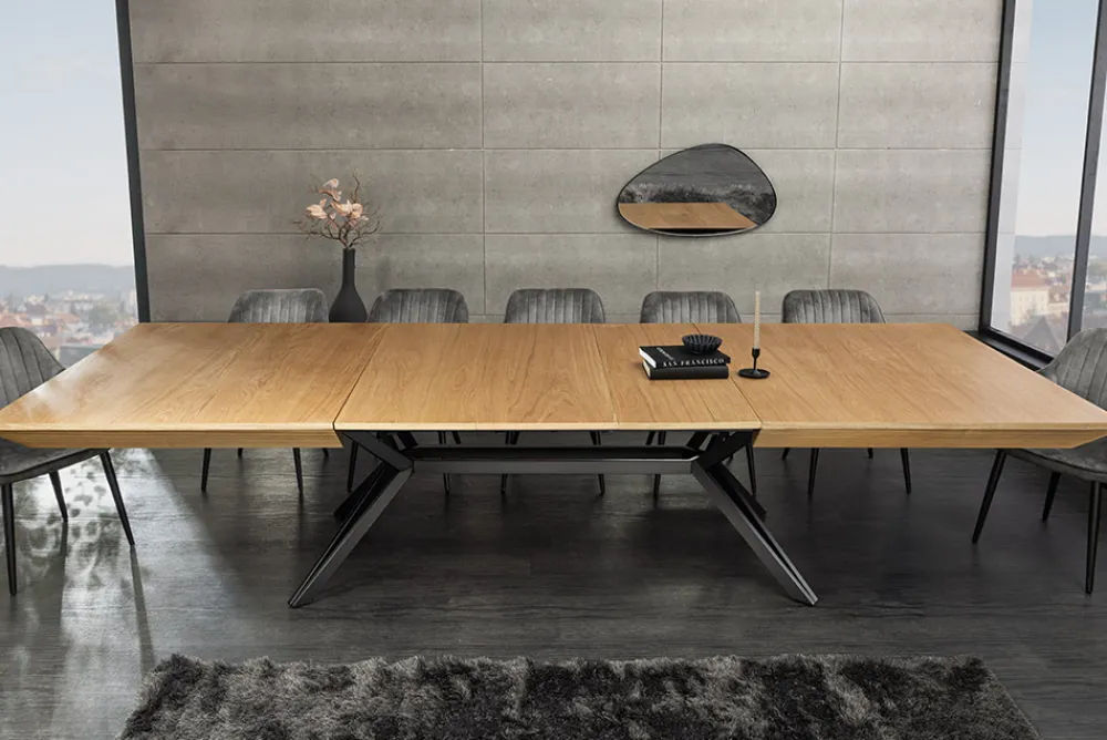 Riess-Ambiente Industrial Loft|Esstische > Ausziehbarer Esstisch GIANT 200-320cm natur Eiche schwarz Metall