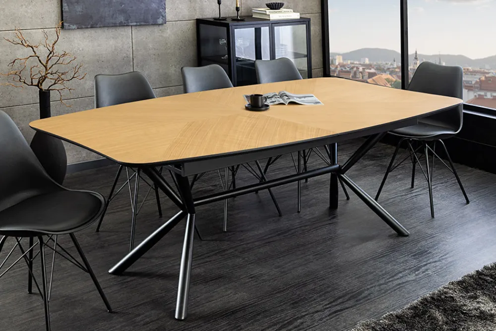Riess-Ambiente Industrial Loft|Esstische > Ausziehbarer Esstisch GRANDEZZA 180-270cm natur Eiche schwarz Metall