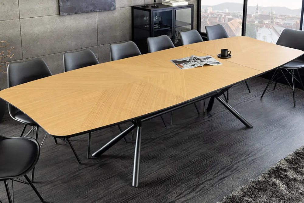 Riess-Ambiente Industrial Loft|Esstische > Ausziehbarer Esstisch GRANDEZZA 180-270cm natur Eiche schwarz Metall