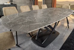 Riess-Ambiente Industrial Loft|Esstische > Ausziehbarer Esstisch INCEPTION 130-190cm anthrazit oval Keramik schwarz Metall